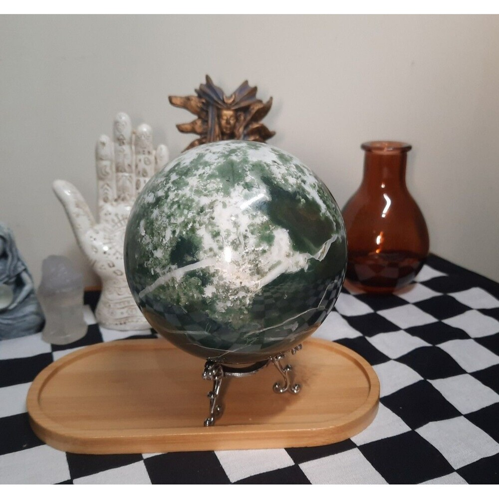 Large 2.8 lb. Moss Agate Crystal Sphere